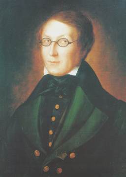 Portrett av Henrik Wergeland i grønn jakke